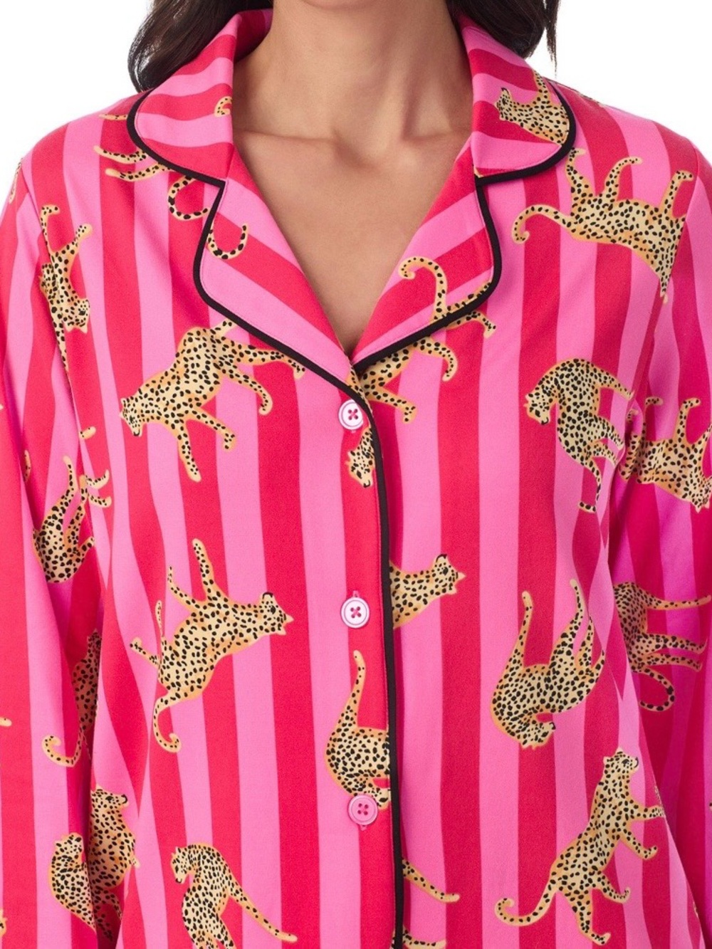 NWT Room Service 2-Piece Notch Collar Pajama Set Pink Leopard  Size S M L XL XXL
